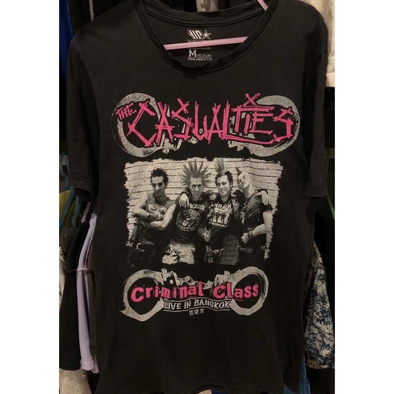 เสื้อยืดผ้าฝ้ายพิมพ์ลายขายดี-rare-the-casualties-bootleg-t-shirt-live-in-bangkok-2011