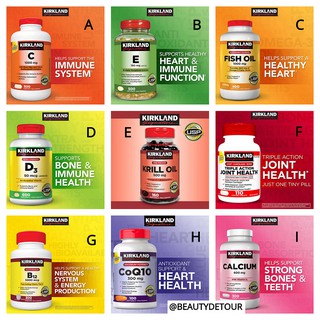 Kirkland Signature (Vitamin C 1000/ E-400 IU / Fish Oil / D3 / Krill Oil / Triple Action / B12 / Co Q10 / Calcium 600mg)