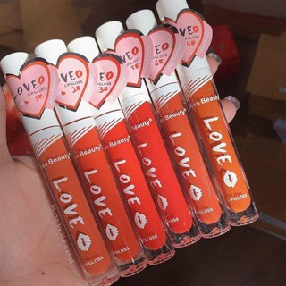 Set kiss Beauty Love Love/ลิปจุ่มแมท สีสวยยย ติดทน ได้ 6 แท่ง 6 สี