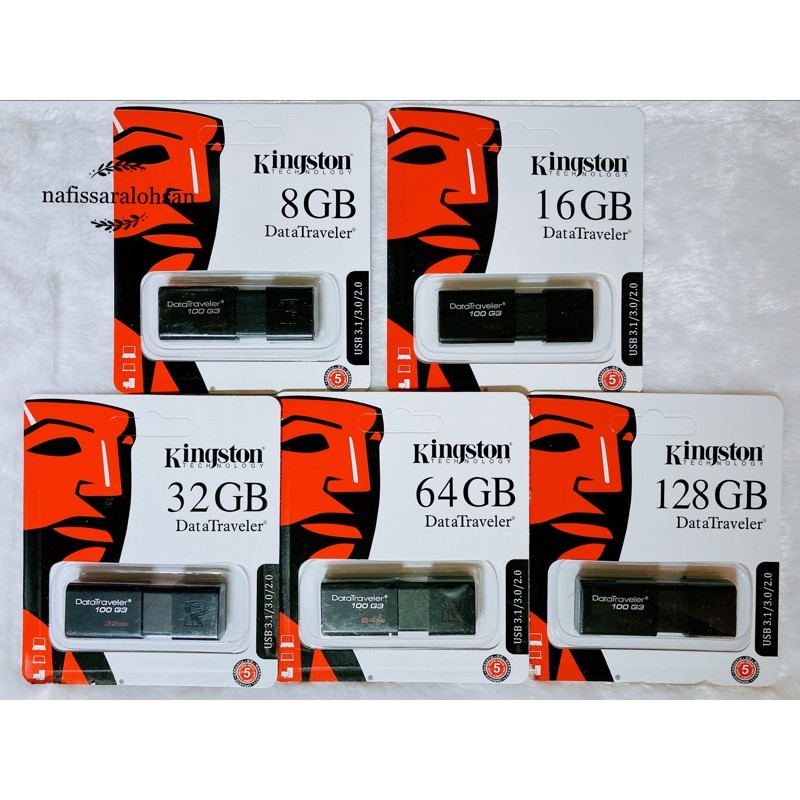 ราคาและรีวิวใช้ได้ 100% แฟลชไดร์ฟ 8GB/16GB/32GB/64GB/128GB/Kingston DataTraveler 100G3 USB/ 3.1 Flash Drive (DT100G3