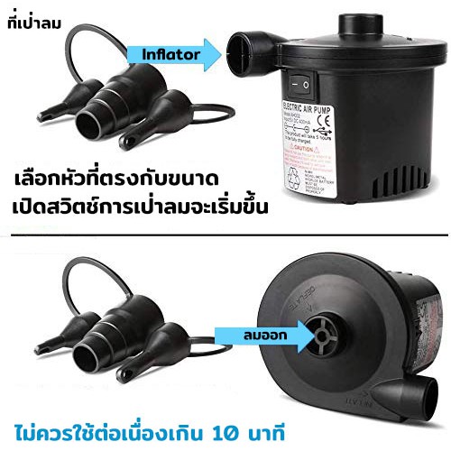 ภาพสินค้าที่เป่าลม ปั๊มลม ปั๊มลมไฟฟ้า 12V ที่สูบลมไฟฟ้า แบตเตอรี่ในตัว หัวUSB ที่สูบลมมือ ปั๊มมือ ใช้ได้ทั้งบ้านและรถยนต์ จากร้าน qualityparts บน Shopee ภาพที่ 3