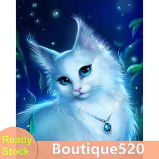 พร้อมส่ง♚11ct ชุดปักครอสสติตช์ ผ้าฝ้าย รูปแมว สีขาว DIY [boutique520.th]