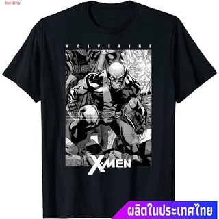 █♬♫♪♩ เสื้อยืดยอดนิยม Marvel X-Men Wolverine Black &amp; White Comic Panel T-Shirt Short sleeve T-shirts
