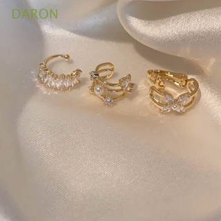 Daron เครื่องประดับแฟชั่นผู้หญิงต่างหูคลิปหนีบหูรูปกระดูกประดับเพชร