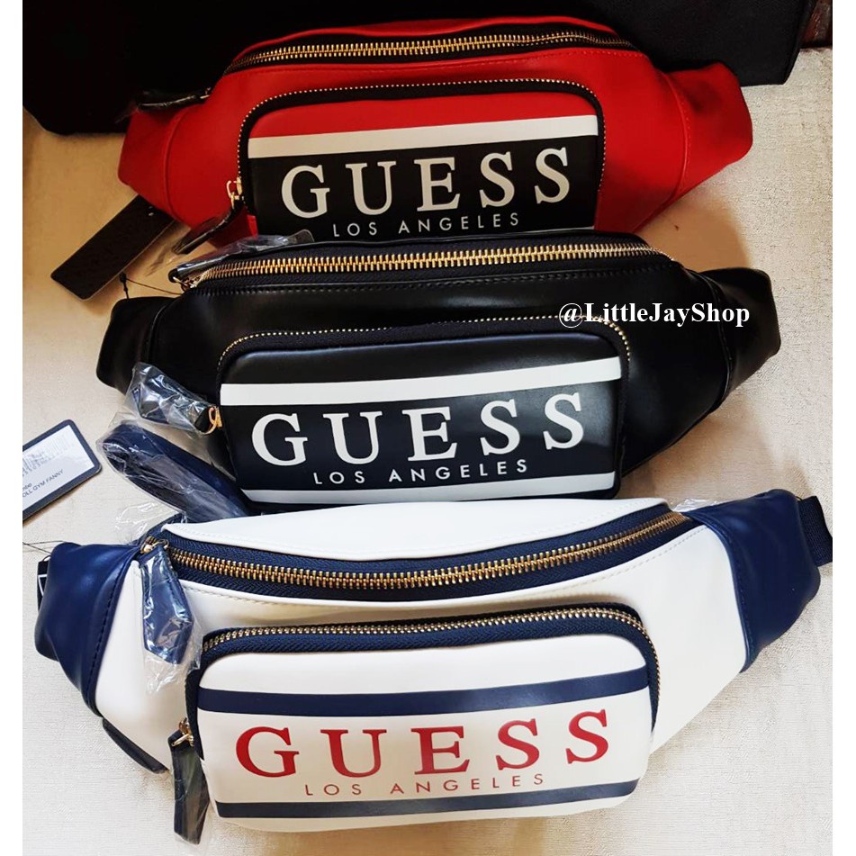 vv กระเป๋าคาดเอว/อก GUESS Marisoll Gym Logo Fanny Pack black ของแท้