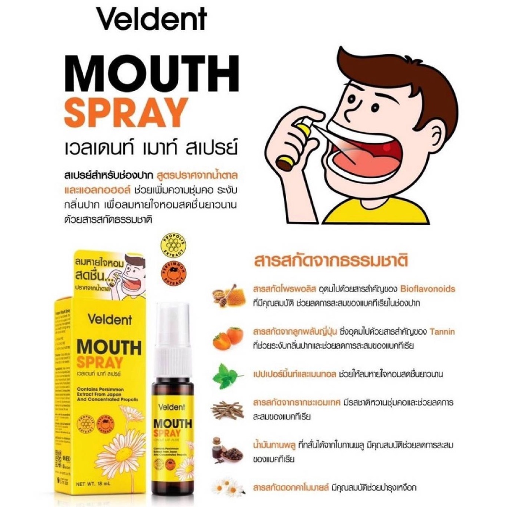 veldent-mouth-spray-เวลเดนท์-เมาท์-สเปรย์-18-ml-propoliz-สเปรย์ฆ่าเชื้อ-ระงับกลิ่นปาก