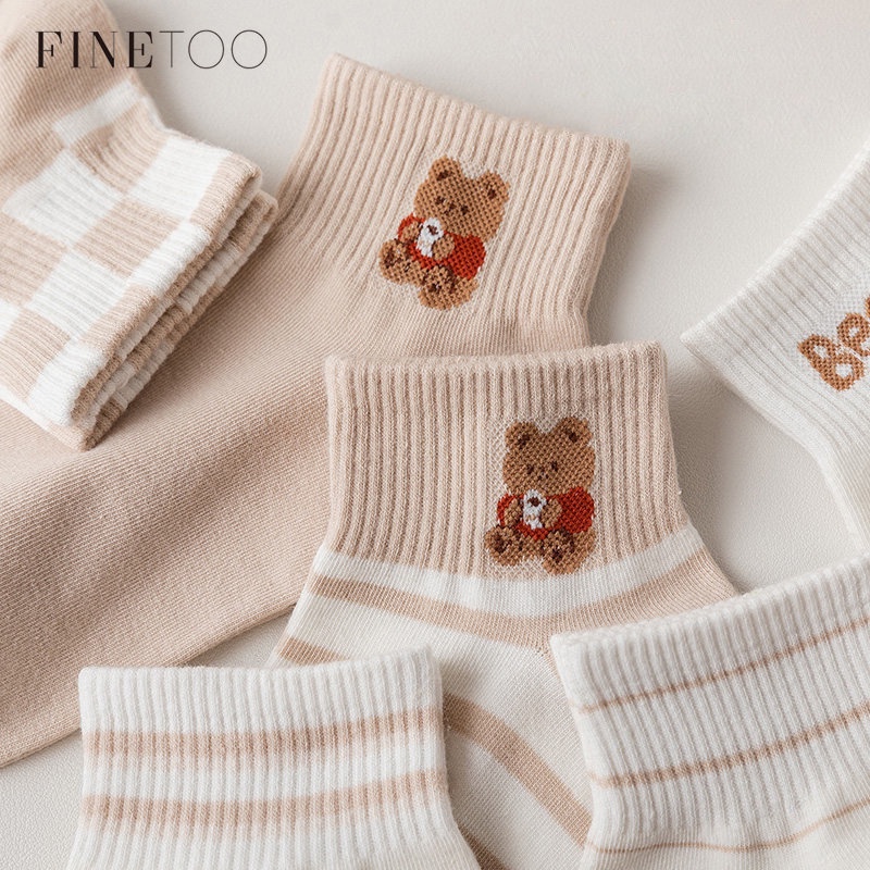 finetoo-ถุงเท้าข้อสั้น-ผ้าฝ้าย-สไตล์เกาหลี-แฟชั่นฤดูใบไม้ร่วงและฤดูหนาว-สําหรับผู้หญิง