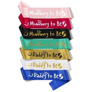 【ออกแบบใหม่】Mummy To Be Sash Daddy To Be ผ้าคาดเอวสําหรับตกแต่งงานปาร์ตี้