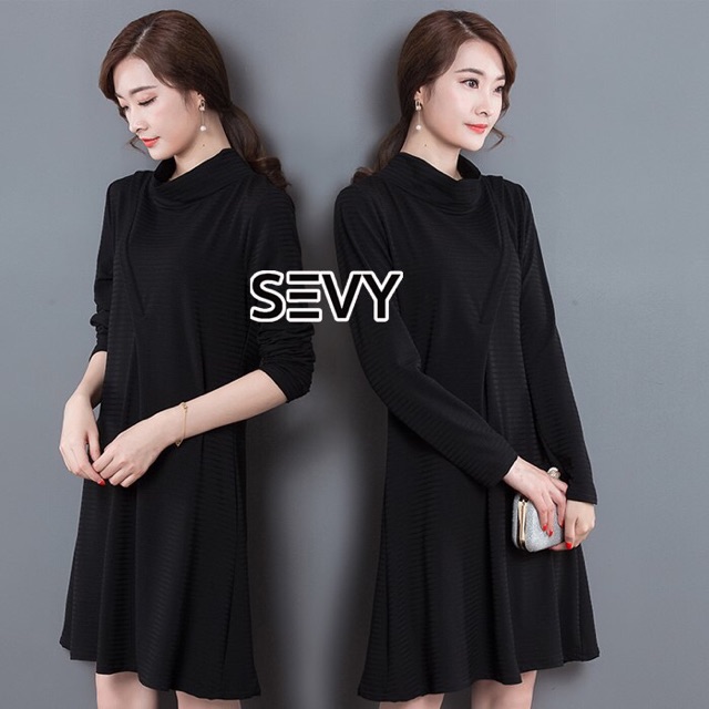 sevy-turtleneck-texture-strips-mini-dress