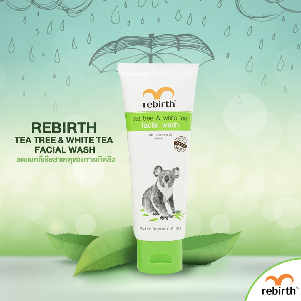 เจลล้างหน้าสูตรต่อต้านการเกิดสิว-rebirth-tea-tree-amp-white-tea-ควบคุมความมัน-ลดแบคทีเรียสาเหตุทำให้เกิดสิว-ขนาด-100-กรัม