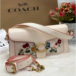 COACH TABBY FLORAL-EMBROIDERED SIGNATURE LEATHER SHOULDER BAG