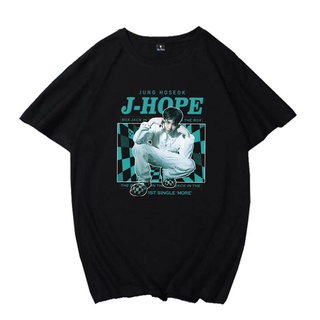 T-shirt  แฟชั่นยูนิเซ็KPOP J-HOPE ARSON เดียวกันผ้าฝ้ายเสื้อยืดผู้ชายและผู้หญิง TOP PLUS ใหม่สไตล์เกาหลีหลวมคู่แขนสั้น H