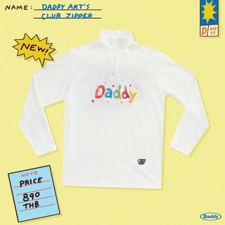 DADDY | Art’s Club Zipper เสื้อยืด Over Size ซิปคอปก สกรีนลาย Daddy สีขาว