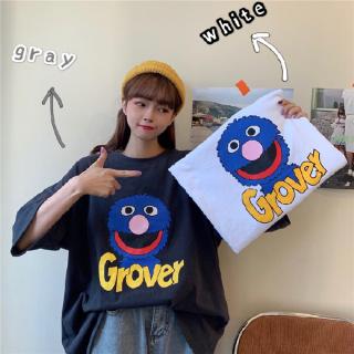 [ราคาถูกที่สุด] รูปแบบใหม่ ลายการ์ตูน Sesame Street คอกลม เสื้อยืด  M~3XL  2สี