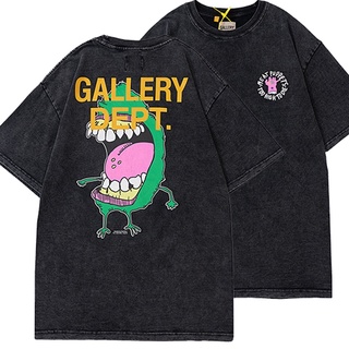ผ้าฝ้าย 100%เสื้อยืดแขนสั้น พิมพ์ลายการ์ตูน GALLERY DEPT ทรงหลวม สไตล์เรโทร แฟชั่นอเมริกัน สําหรับผู้ชาย และผู้หญิงS-3XL