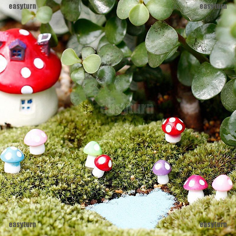 ❤jak* 10/20pcs Chic Mini Mushroom Garden Ornament Miniature Plant Pots Fairy Dollhouse