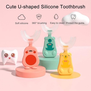 1Pcs U-Shape Toothbrush PP Handle Teeth Cleaning Tool Soft Silicone Teeth Whitening Cleaning Tool Cartoon Oral Brush