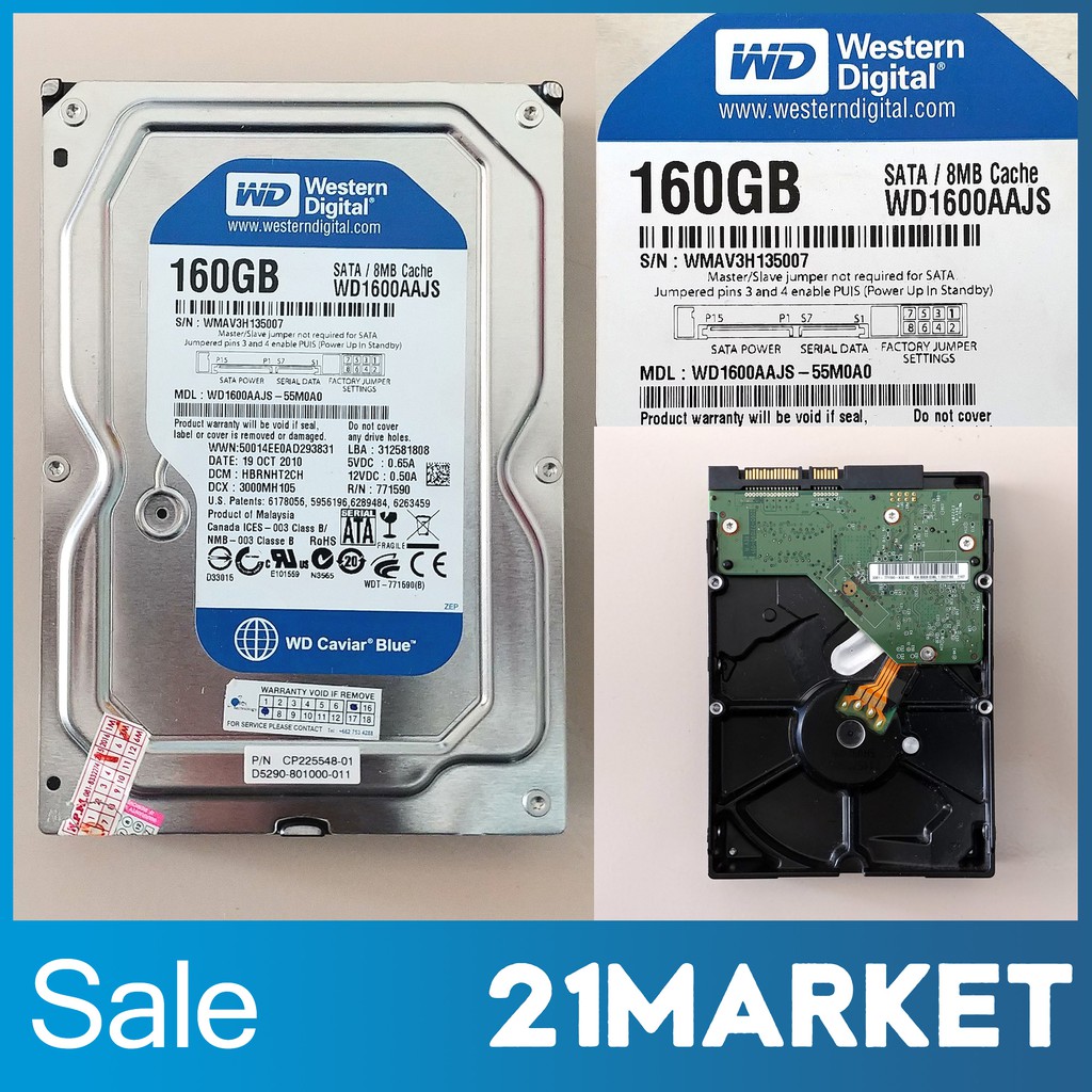 ฮาร์ดดิสก์ Western Digital รุ่น WD1600AAJS SATA Hard Disk Drive 3.5 ...