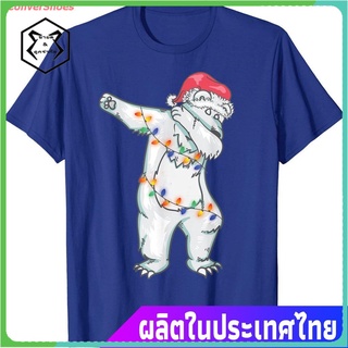 ConverShoes เสื้อยืดลำลอง Dabbing Polar Bear Christmas Lights | Santa Lover Gift T-Shirt Adult Youth Short Sleeve T-shir