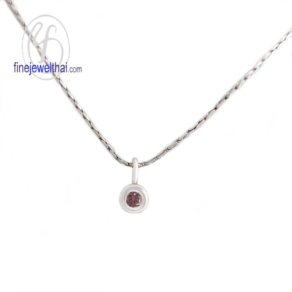 finejewelthai-จี้โกเมน-โกเมน-จี้เงินแท้-พลอยประจำเดือนเกิด-garnet-silver-pendant-birthstone-p1132gm00