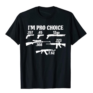 เสื้อยืดผ้าฝ้ายพิมพ์ลายขายดี เสื้อยืดผ้าฝ้าย พิมพ์ลาย Im Pro Choice Pick Your Caliber Pro Gun 2A สไตล์ฮิปฮอป สําหรับผู้