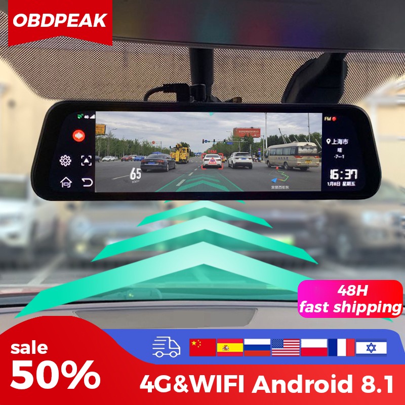 รถ DVR A980 4G Android 8.1 ADAS 10 
