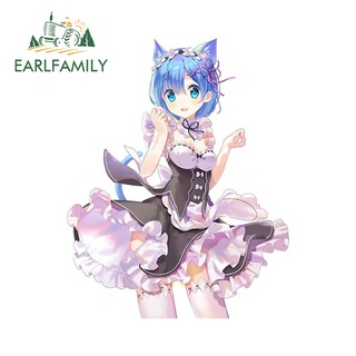 Earlfamily สติกเกอร์ไวนิล ลายการ์ตูนกราฟฟิค Rem Re Zero กันน้ํา สําหรับติดตกแต่งรถยนต์ 13 ซม. x 10.3 ซม.