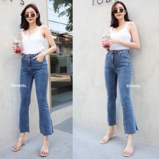 Minimal#ยีนส์ยืดขาบานผ่าข้าง มี S-L