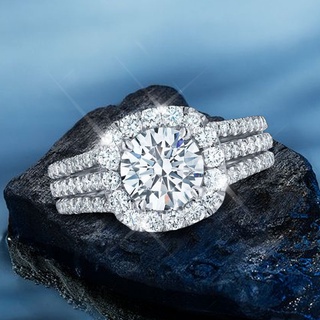 [Charm Ring] แหวนแต่งงานแฟชั่น ประดับเพชร เพทาย ทองแดง คริสตัล แวววาว สไตล์โรแมนติก สําหรับแฟนสาว วันวาเลนไทน์