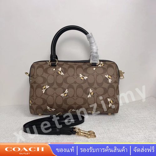 rowan-satchel-c8591-โลโก้ผึ้งพิมพ์กระเป๋าสะพาย-คลาสสิค-coac-h-กระเป๋าผู้หญิง