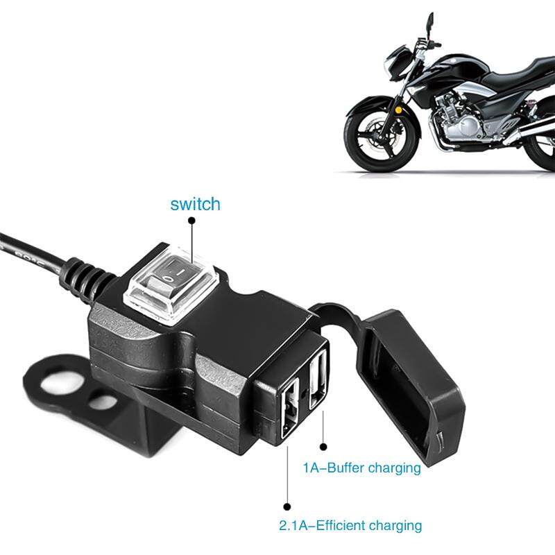 ภาพหน้าปกสินค้ารถจักรยานยนต์ พอร์ต USB ที่ชาร์จรถจักรยานยนต์ 5V 1A/2.1A ซ็อกเก็ตชาร์จโทรศัพท์มือถือกันน้ำ ตัวยึดสวิตช์กันน้ำ จากร้าน 4haj6pu5_x บน Shopee