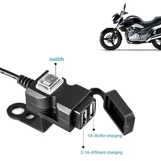 ภาพขนาดย่อของภาพหน้าปกสินค้ารถจักรยานยนต์ พอร์ต USB ที่ชาร์จรถจักรยานยนต์ 5V 1A/2.1A ซ็อกเก็ตชาร์จโทรศัพท์มือถือกันน้ำ ตัวยึดสวิตช์กันน้ำ จากร้าน 4haj6pu5_x บน Shopee