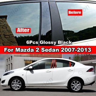สติกเกอร์คาร์บอนไฟเบอร์ สีดําวาว สําหรับ Mazda 2 5 Door Hatchback Sedan 2007-2013 4 6 ชิ้น