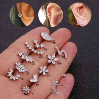 สินค้า ต่างหูแบบติดหูรูปทรงดอกไม้เพทาย carriage helix tragus rook lobe 1 ชิ้น