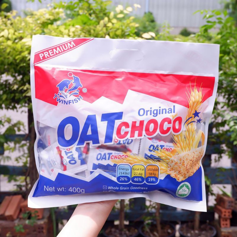 สุดฮิต-oat-choco-twinfish-ของแท้จากมาเลเซีย-ข้าวโอ๊ตอัดแท่ง-ขนมข้าวโอ๊ต-ขนมมาเลเซีย-สินค้า