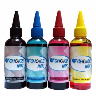 Choice Ink HP น้ำหมึกเติมทุกรุ่น All Model 4 สี (สีดำ,ฟ้า,แดง,เหลือง)