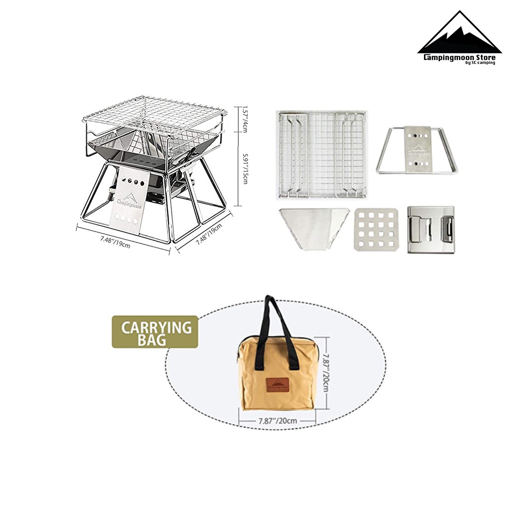 ถูกสุดในโลก-เตาปิ้งย่าง-campingmoon-x-mini-สแตนเลส-น้ำหนักเบา-ขนาดเล็ก