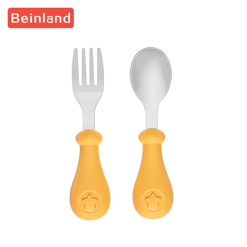 beinland-baby-stainless-steel-spoon-toddler-utensil-dinnerware-silicone-tableware-sets-infant-food-feeding-spoons-forks