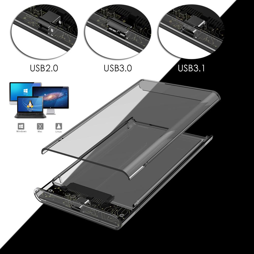 ภาพหน้าปกสินค้าKJ กล่องใส่ HDD 2.5 '' แบบโปร่งใส SATA 2.0 / 3.0 / 3.1 ถึง USB 3.0 กล่องใส่ฮาร์ดดิสก์ไดรฟ์ภายนอก SSD