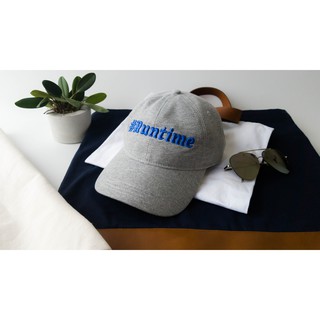 หมวกแก๊ป risessense ปักลาย #Runtime ตัวอักษรสีน้ำเงินบนหมวกสีเทาอ่อน (ส่งฟรีเคอร์รี่/ส่งฟรีems)