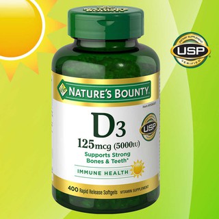 ภาพหน้าปกสินค้าNature\'s Bounty Vitamin D3 125mcg 5000IU 400 Rapid Release Softgels ที่เกี่ยวข้อง