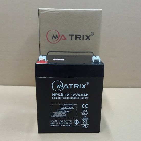 แบตเตอรี่สำหรับเปลี่ยนเครื่องสำรองไฟ-ups-ขนาด-12v-5-5-ah-สีดำ-matrix-ออกใบกำกับภาษีได้