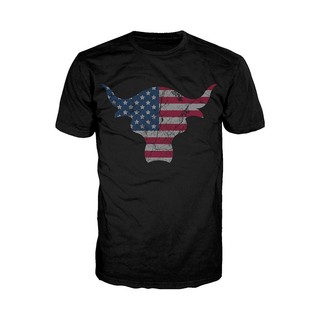 [100% Cotton] เสื้อยืดแขนสั้นลายกราฟฟิก wwe the rock usa bull สีดํา