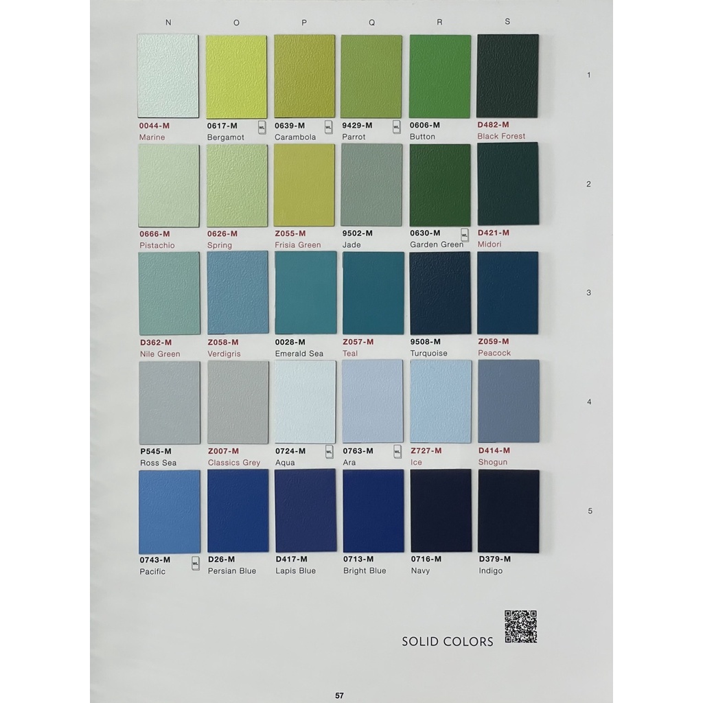 แผ่นลามิเนต Wilsonart สีพื้น Solid Colors โทนสีเขียว-ฟ้า-เทา-น้ำเงิน ...