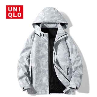 สินค้า Uniqlo เสื้อแจ็กเก็ตกันลม ลายพราง กันน้ํา แห้งเร็ว คุณภาพสูง สําหรับเล่นกีฬา ตกปลา สกี 2022