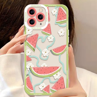 Watermelon Fruit เคสกันกระแทกซิลิโคน Compatible for Iphone 14 11 12 13 15 Pro Max 7 Plus 8 Plus 11 X XS Max 7 8 Se 2020