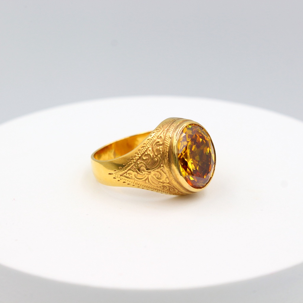 แหวนทองแท้-หลุดจำนำ-size-59-แหวนบุษราคัม-ทองคำแท้-18k