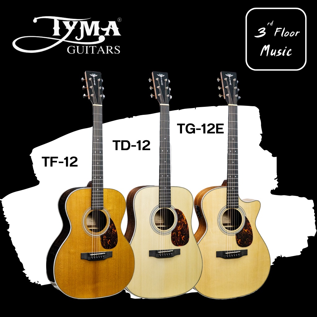 tyma-tf-12-td-12-tg-12e-กีต้าร์โปร่ง-tyma-กีต้า-หน้าไม้แท้-top-solid-back-side-indian-rosewood-tf12-td12-tg12