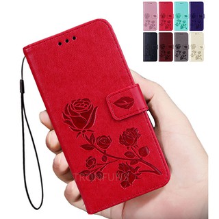 สินค้า เคส case Huawei Y5II Y3 Y5 Y6 2017 Nova 3 3i 3E P Smart Y7 Y9 Prime 2019 เคสโทรศัพท์หนังฝาพับพร้อมช่องใส่บัตรสํา Rose Flip Soft Leather Phone Case Cover