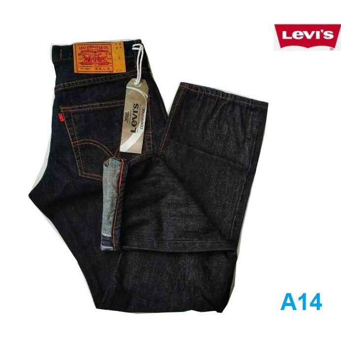 กางเกงยีนส์-levis-501-ผ้ายีนส์-ริมแดง-made-in-sua-รุ่นพิมพ์นิยม-ทรงกระบอกเล็ก-สี-micnight